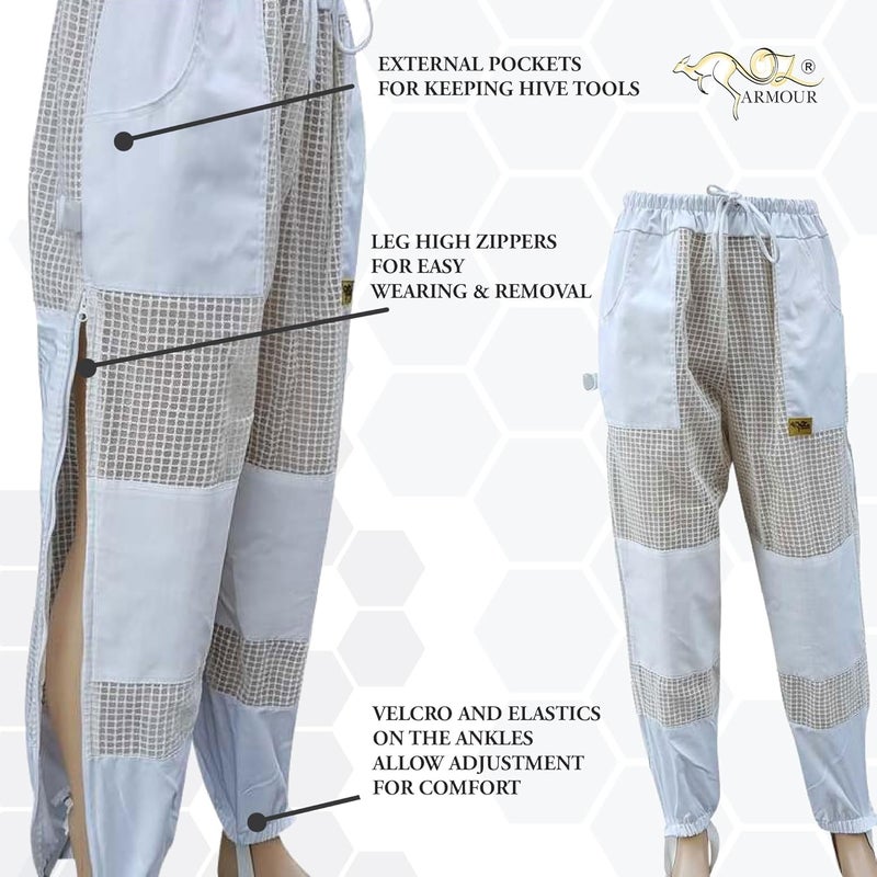 OZ ARMOUR Beekeeping Pant Ventilated Three Layer Mesh with Leg High Zippers & Pockets (XX-Large) - Image 3